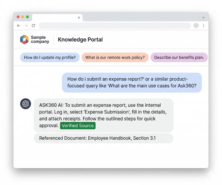 Ask360 AI chat portal in action